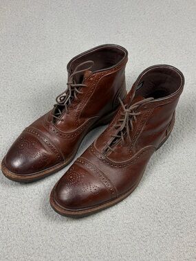 Allen Edmonds Dalton Wingtip Boots Mens 10 EE Brown Leather Brogue Weatherproof